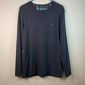 Emporio Armani Men's Long Sleeve Pajama Shirt Navy Blue Size Small No Tag